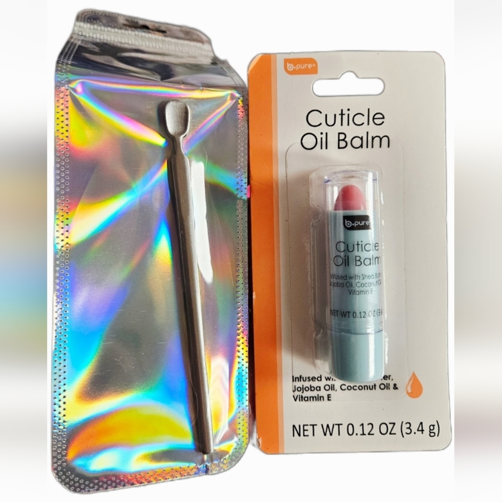 NWT NAIL CUTICLE STICK OIL BALM + SILVER CUTICLE PUSHER!
